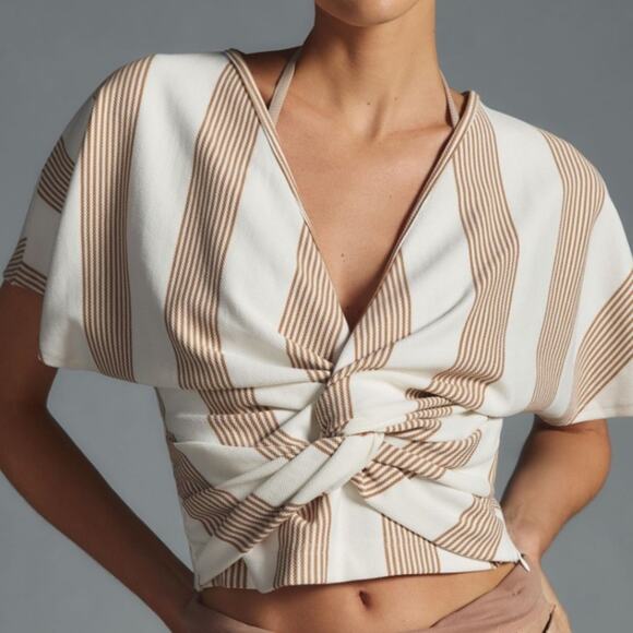 Anthropologie $88 Bishop + Young Striped Twist Front Top MED NWOT - Picture 4 of 10